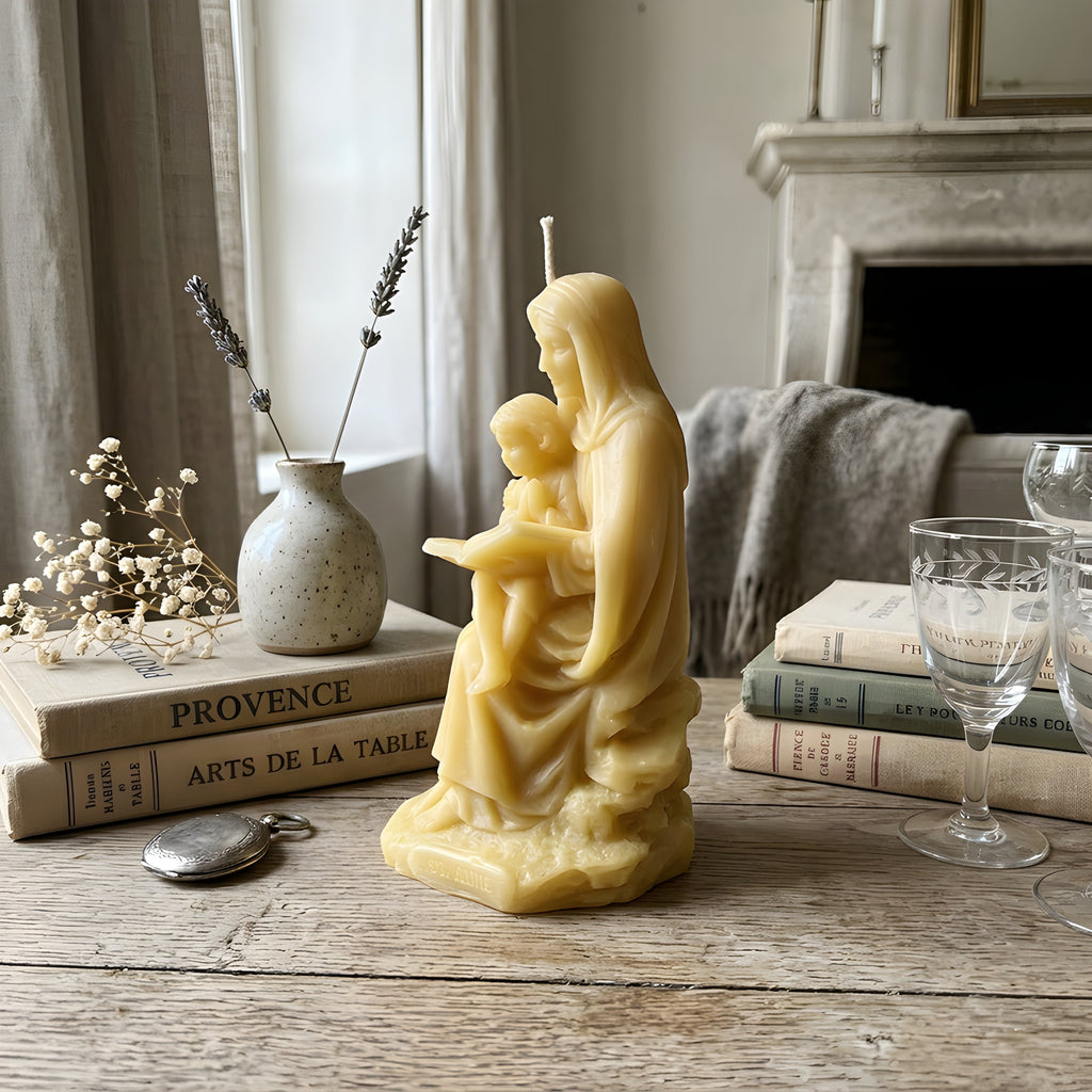 Saint Anne Teaching Virgin Mary Beeswax Christian Candle
